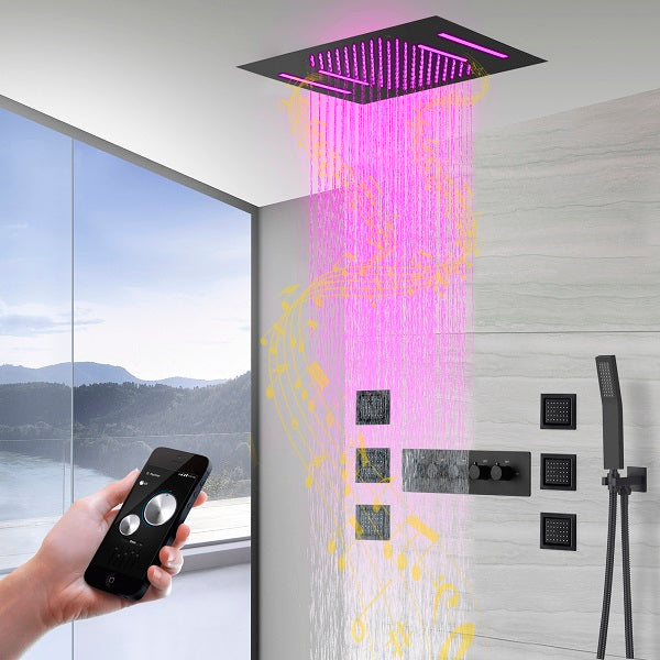 Cascada Luxury 15"x23" Bluetooth Shower Speaker System with LED Music Shower