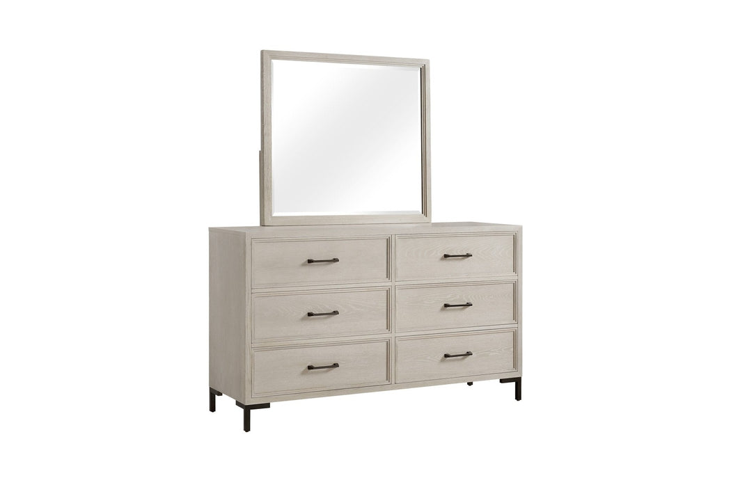 Alpine Furniture Bradley Dresser & Mirror, Antique White