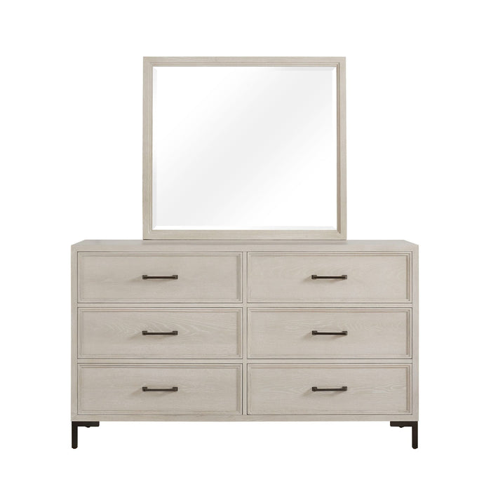 Alpine Furniture Bradley Dresser & Mirror, Antique White