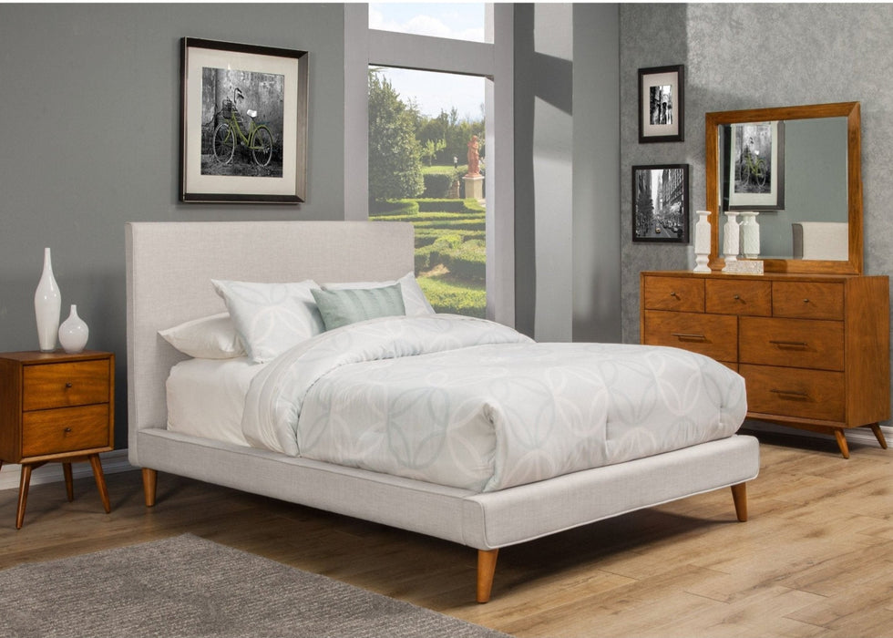 Alpine Furniture Britney Bed, Light Grey Linen
