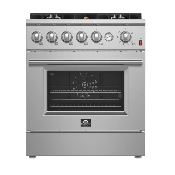 Forno Giovanni 30-inch Gas Range with 5 Gas Burners, 4.32 cu.ft. Convection Gas Oven with Temperature Gauge in Stainless Steel (FFSGS6274-30)