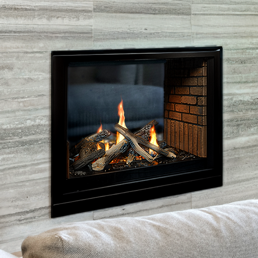 Empire Campfire multi-sided log set shown in a Tahoe Clean-Face Premium fireplace