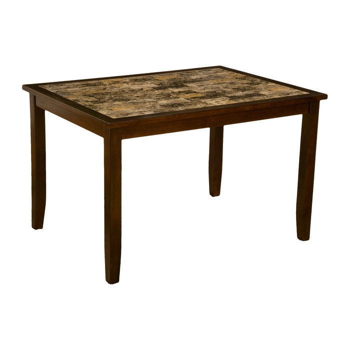 Alpine Furniture Capitola Faux Marble 5 Piece Dinette Set, Espresso