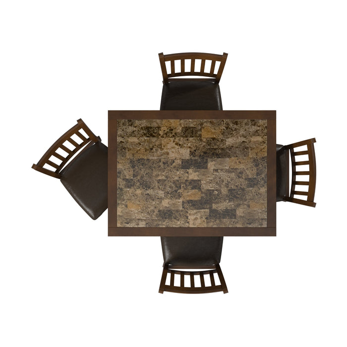 Alpine Furniture Capitola Faux Marble 5 Piece Dinette Set, Espresso
