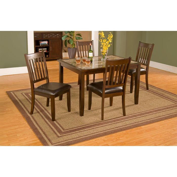 Alpine Furniture Capitola Faux Marble 5 Piece Dinette Set, Espresso
