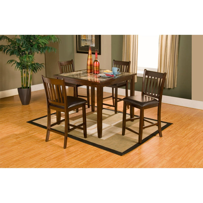 Alpine Furniture Capitola Faux Marble 5 Piece Pub Set, Espresso