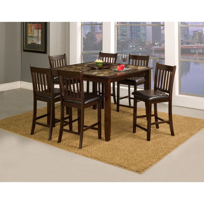 Alpine Furniture Capitola Faux Marble Large Pub Table, Espresso