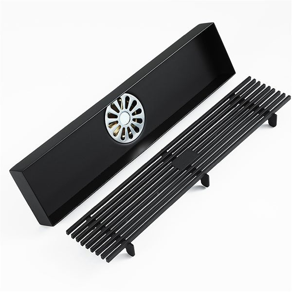 Cascada 12" Linear Drain Stainless Steel Floor Drain Rectangular Shower Drain - Matt Black - Lifestyle View
