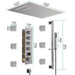 Cascada 15"x23" Catania Bluetooth LED Shower System - Dimensions