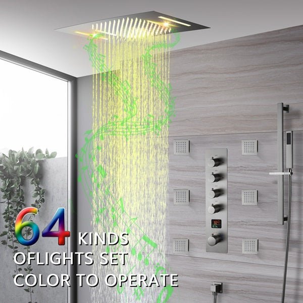 Cascada 15"x23" Catania Bluetooth LED Shower System - Installation View