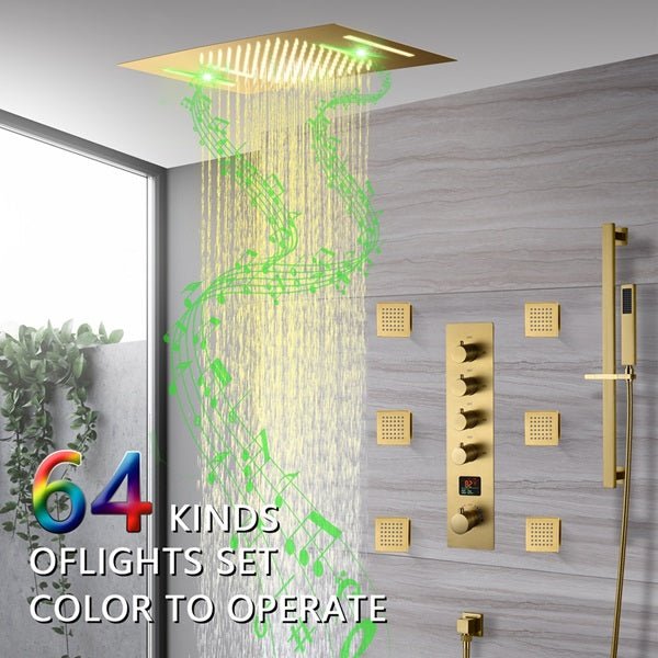 Cascada 15"x23" Catania Digital LED Music Shower System - Features