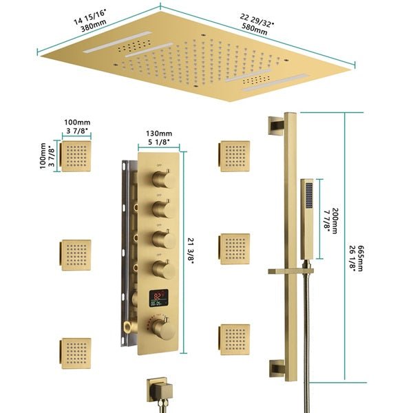 Cascada 15"x23" Catania Digital LED Music Shower System - Lifestyle View