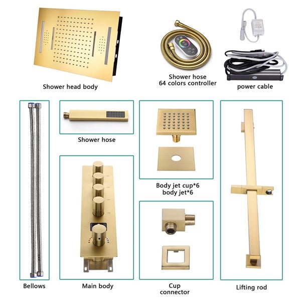 Cascada 15"x23" Catania Digital LED Music Shower System - Close-Up