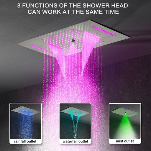 Cascada 15"x23" Palermo Digital LED Music Shower System - Side View