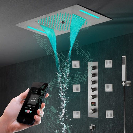 Cascada 15"x23" Palermo Digital LED Music Shower System