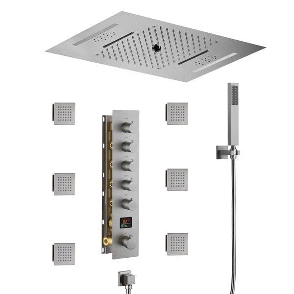 Cascada 15"x23" Palermo Digital LED Music Shower System - Installation View