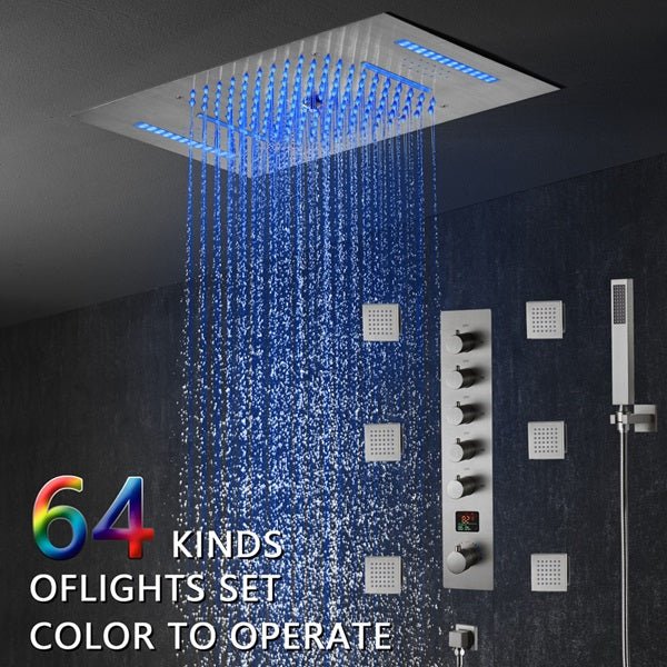 Cascada 15"x23" Palermo Digital LED Music Shower System - Features