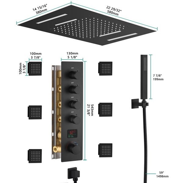 Cascada 15"x23" Trento Digital LED Music Shower System - Lifestyle View