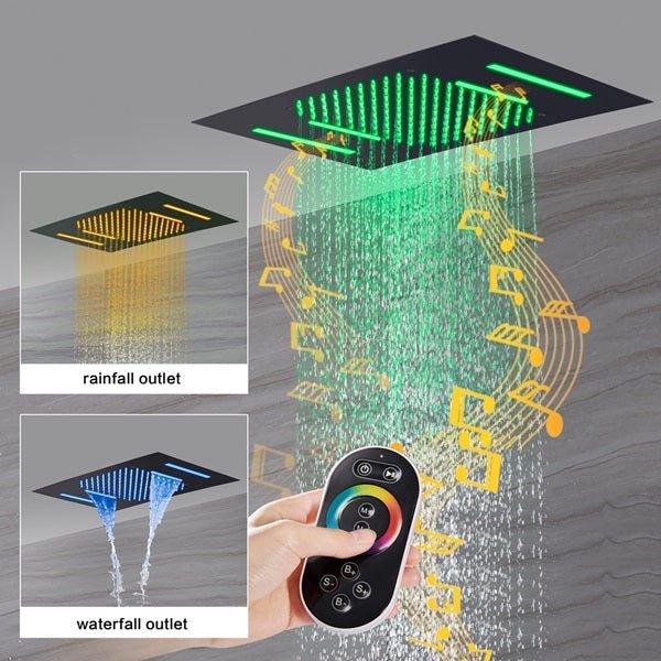 Cascada 15"x23" Trento Digital LED Music Shower System - Side View