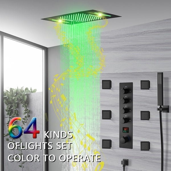 Cascada 15"x23" Trento Digital LED Music Shower System - Features