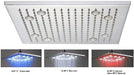 Cascada 16 Inch Ceiling Mount Square Rainfall LED Shower Head, Stainless Steel (include Shower Arm) - Side View