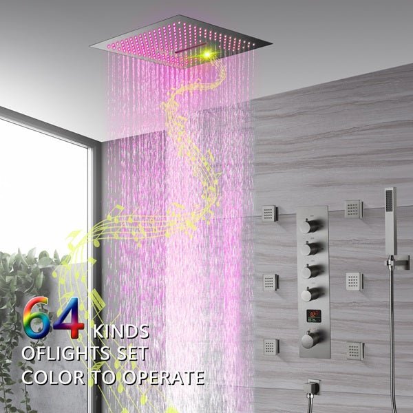 Cascada 16" Siena Digital Rainfall LED Shower System - Dimensions