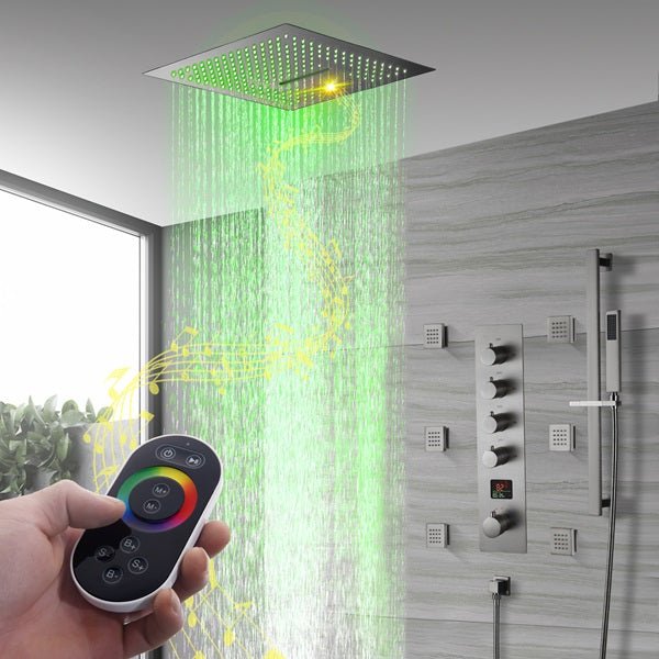 Cascada 16" Turin Digital Rainfall Bluetooth LED Shower System - Installation View