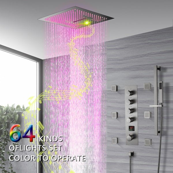 Cascada 16" Turin Digital Rainfall Bluetooth LED Shower System - Dimensions