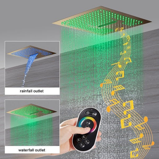 Cascada 16" Turin Digital Rainfall LED music Shower System - Side View