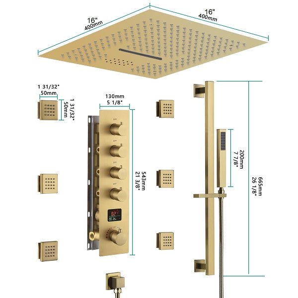 Cascada 16" Turin Digital Rainfall LED music Shower System - Lifestyle View