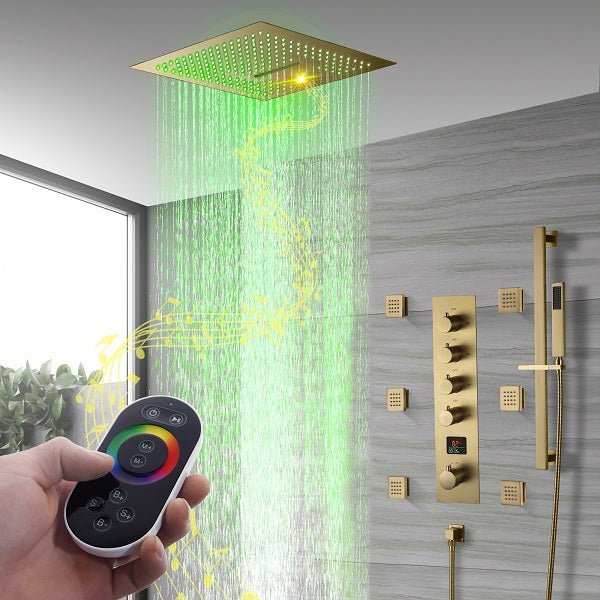 Cascada 16" Turin Digital Rainfall LED music Shower System - Installation View