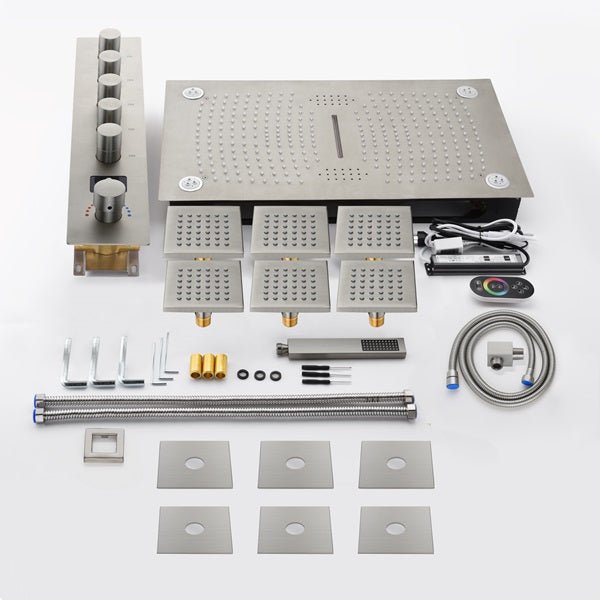 Cascada 16"x28" Matera Digital Rainfall Bluetooth LED Shower System - Close-Up