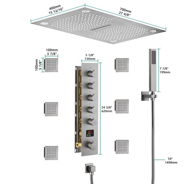 Cascada 16"x28" Matera Digital Rainfall Bluetooth LED Shower System - Lifestyle View