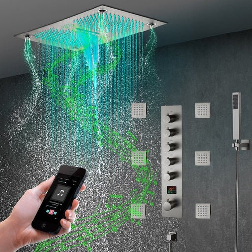 Cascada 16"x28" Matera Digital Rainfall Bluetooth LED Shower System