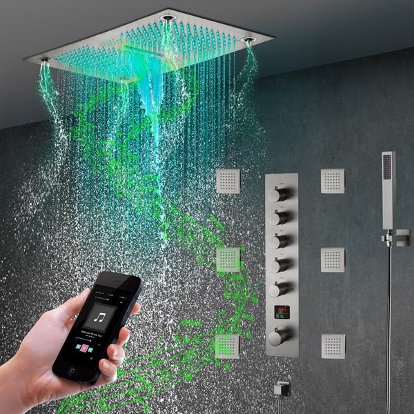 Cascada 16"x28" Matera Digital Rainfall Bluetooth LED Shower System