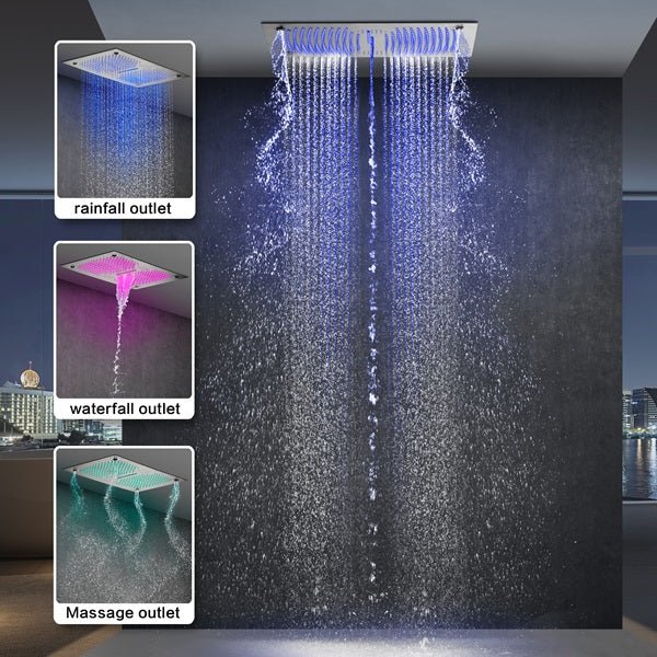 Cascada 16"x28" Matera Digital Rainfall Bluetooth LED Shower System - Side View