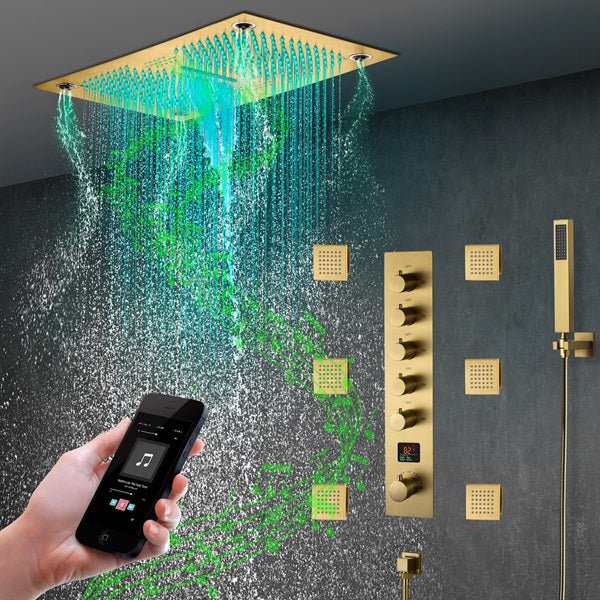 Cascada 16"x28" Matera Digital Rainfall music LED Shower System