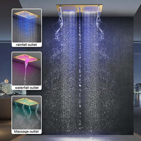 Cascada 16"x28" Matera Digital Rainfall music LED Shower System - Side View