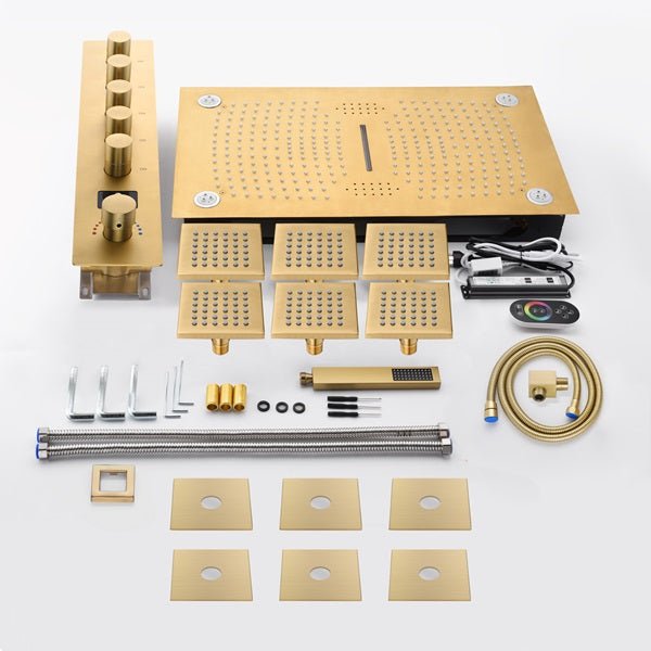 Cascada 16"x28" Matera Digital Rainfall music LED Shower System - Close-Up