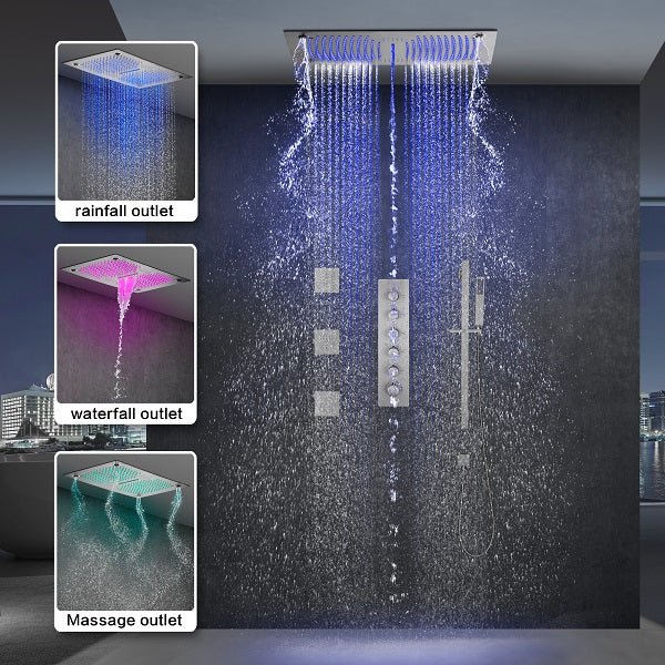Cascada Laguna 16”x28” Music LED shower system - Side View