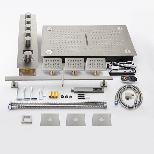 Cascada 16"x28" Sorrento Digital Rainfall LED music Shower System - Close-Up