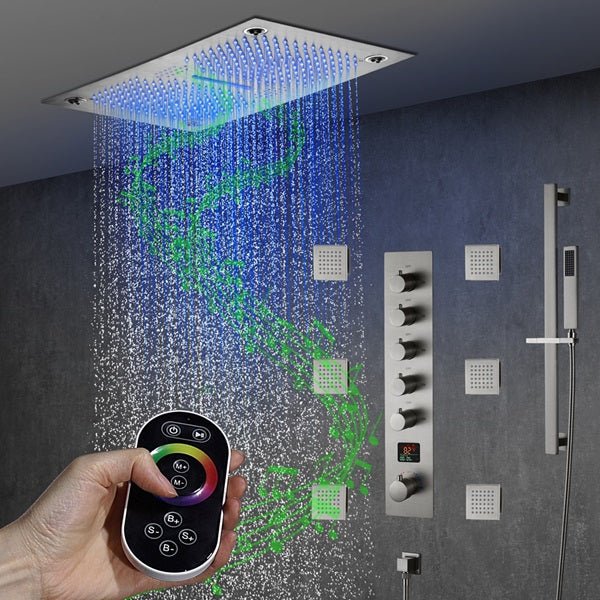 Cascada 16"x28" Sorrento Digital Rainfall LED music Shower System - View 9