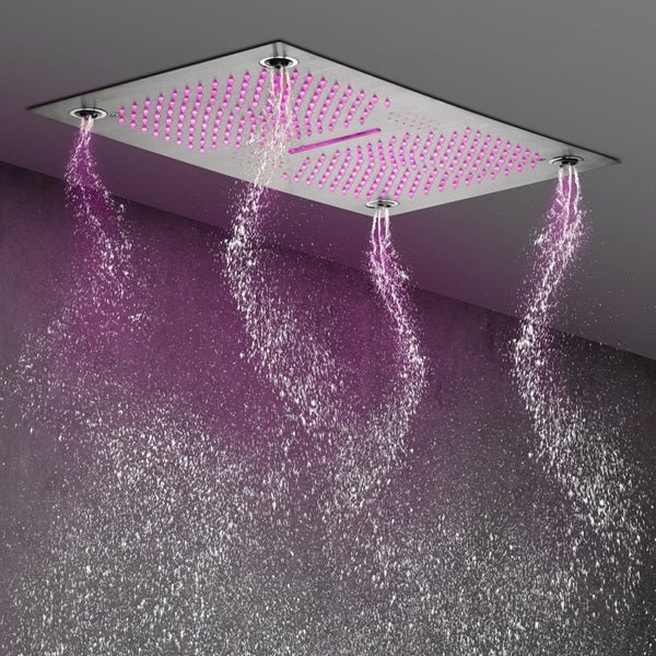 Cascada 16"x28" Sorrento Digital Rainfall LED music Shower System - Features