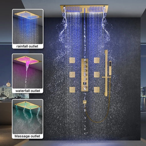 Cascada 16"x28" Sorrento Digital Waterfall Bluetooth LED Shower System - Side View