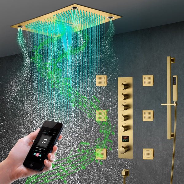 Cascada 16"x28" Sorrento Digital Waterfall Bluetooth LED Shower System