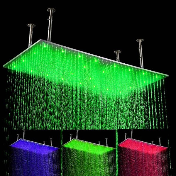 Cascada 20"x40" Luxury LED Rainfall Thermostatic Shower Set - Side View