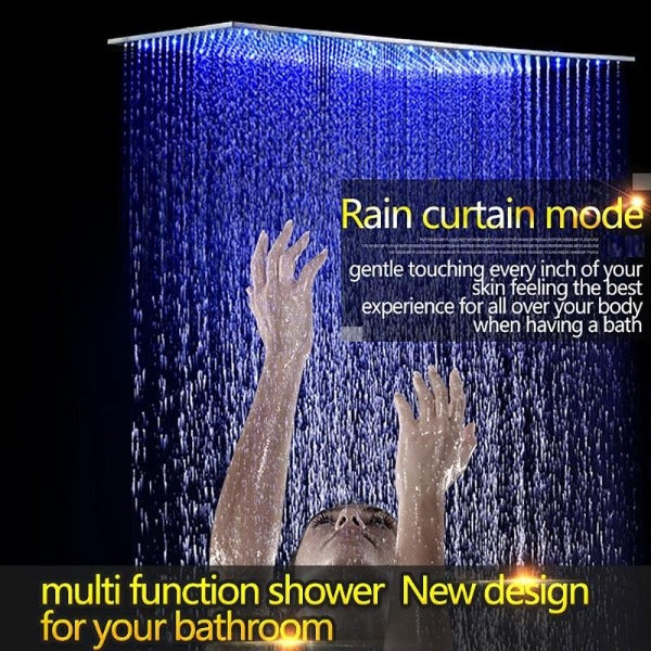 Cascada 20"x40" Luxury LED Rainfall Thermostatic Shower Set - Detail View