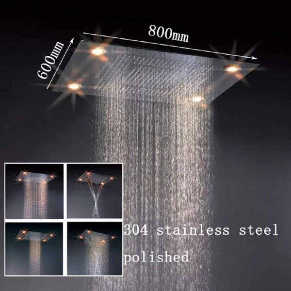 Cascada 23"x31" recessed LED Rain Shower Head (3-Function) - Features