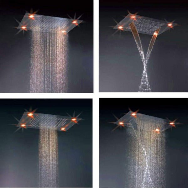 Cascada 23"x31" recessed LED Rain Shower Head (3-Function) - Close-Up