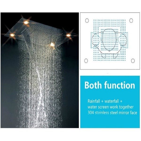Cascada 23"x31" recessed LED Rain Shower Head (3-Function) - View 12